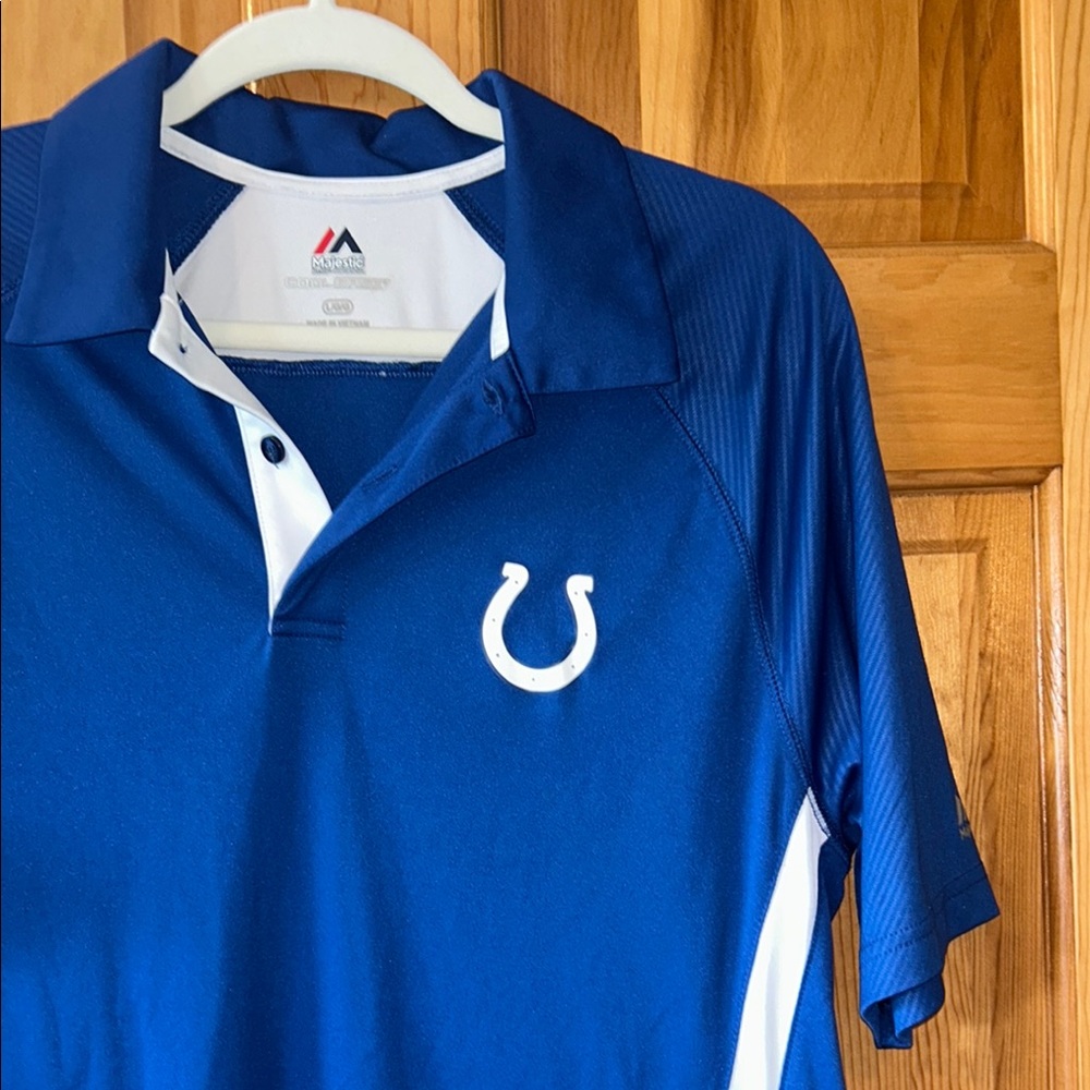 Majestic Blue and White Colts Polo Shirt